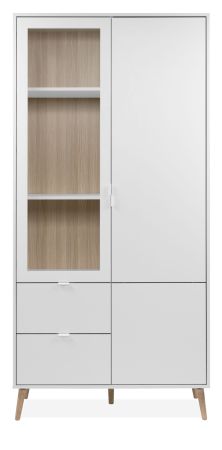Vitrine Runa in wei� matt Vitrinenschrank skandinavisch 92 x 191 cm