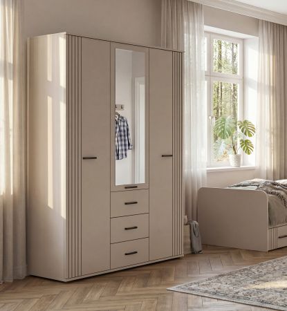 Kleiderschrank Jolly in Kaschmir  Kinder-/Jugendzimmer Dreht�renschrank 3-t�rig mit Spiegel 135 x 190 cm