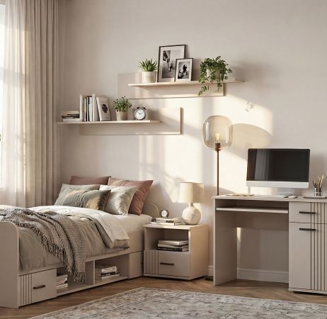 Wandboard Set Jolly in Kaschmir Kinder-/Jugendzimmer Wandregal 2-teilig, 100-120 x 20 cm