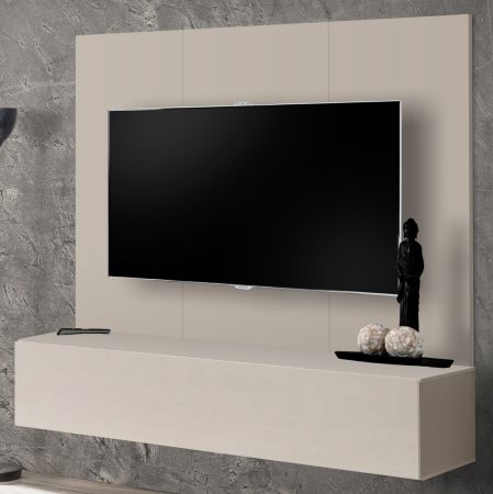 TV-Lowboard Set Option in Kaschmir, Flat-TV Unterschrank h�ngend mit Wandpaneel 160 cm