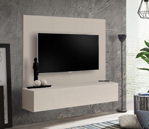 TV-Lowboard Set Option in Kaschmir, Flat-TV Unterschrank h�ngend mit Wandpaneel 160 cm