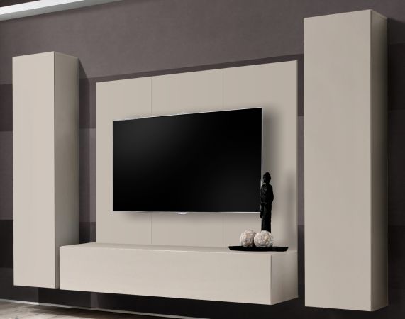 Wohnwand Option in Kaschmir Schrankwand 4-teilig h�ngend mit Push-To-Open, 260 x 170 cm