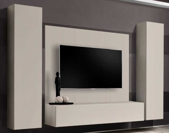 Wohnwand Option in Kaschmir Schrankwand 4-teilig h�ngend mit Push-To-Open, 260 x 170 cm
