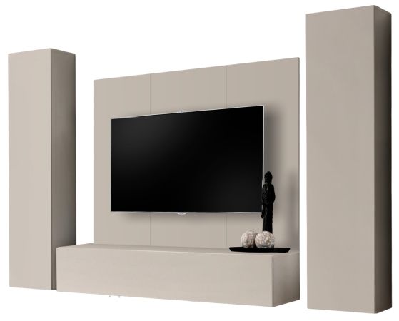 Wohnwand Option in Kaschmir Schrankwand 4-teilig h�ngend mit Push-To-Open, 260 x 170 cm