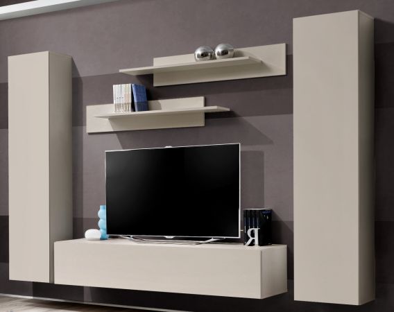 Wohnwand Option in Kaschmir Schrankwand 5-teilig h�ngend mit Push-To-Open, 260 x 170 cm