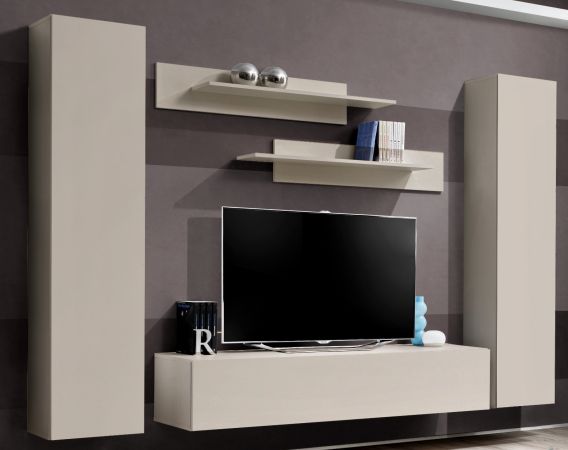 Wohnwand Option in Kaschmir Schrankwand 5-teilig h�ngend mit Push-To-Open, 260 x 170 cm