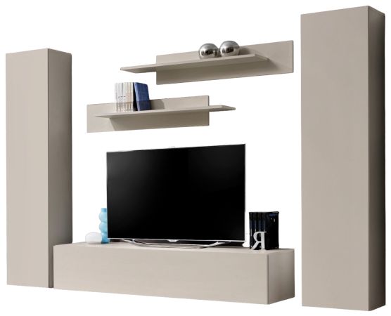 Wohnwand Option in Kaschmir Schrankwand 5-teilig h�ngend mit Push-To-Open, 260 x 170 cm