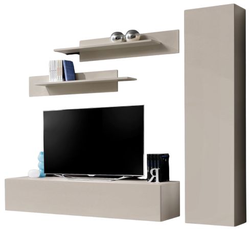 Wohnwand Option in Kaschmir Schrankwand 4-teilig h�ngend mit Push-To-Open, 210 x 170 cm