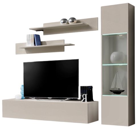 Wohnwand Option in Kaschmir Schrankwand 4-teilig h�ngend mit Push-To-Open, 210 x 170 cm