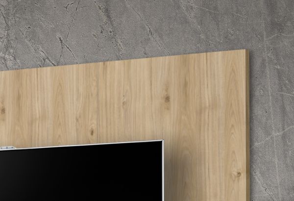 TV-Lowboard Set Option in Jackson Eiche, Flat-TV Unterschrank h�ngend mit Ethanol Kamin und Akustikpaneel,160 cm