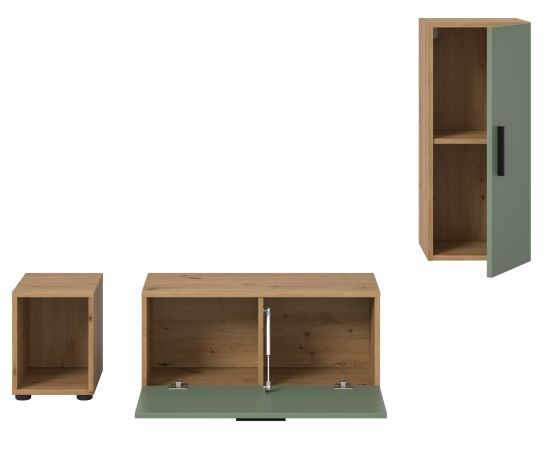 TV-Lowboard Onawa in Gr�n und Artisan Eiche TV Unterteil h�ngend / stehend 176 cm