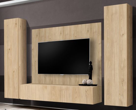 Wohnwand Option in Jackson Eiche Schrankwand 4-teilig h�ngend mit Push-To-Open, 260 x 170 cm