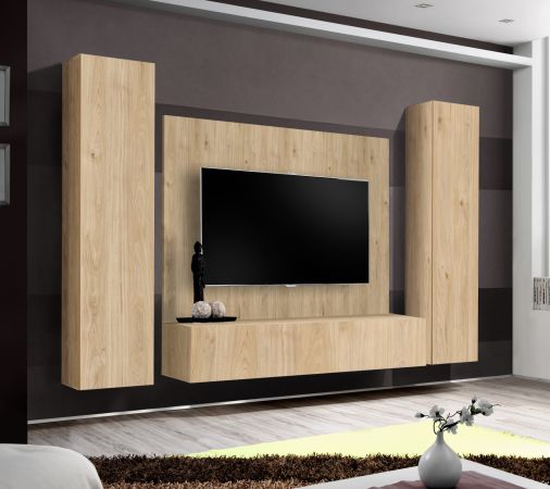 Wohnwand Option in Jackson Eiche Schrankwand 4-teilig h�ngend mit Push-To-Open, 260 x 170 cm
