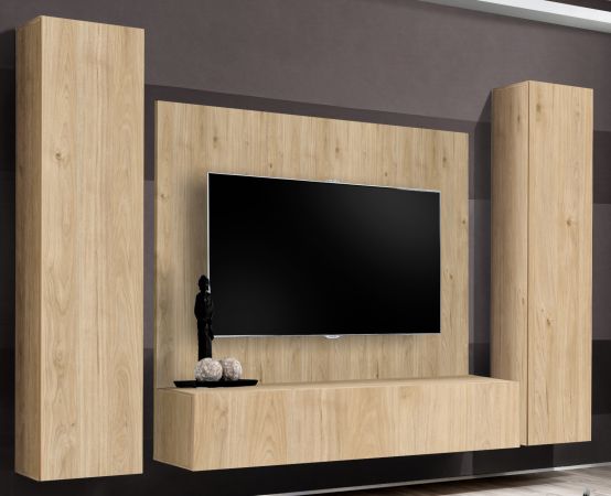 Wohnwand Option in Jackson Eiche Schrankwand 4-teilig h�ngend mit Push-To-Open, 260 x 170 cm