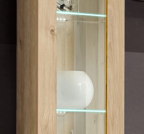 Wohnwand Option in Jackson Eiche Schrankwand 4-teilig h�ngend mit LED, 260 x 170 cm