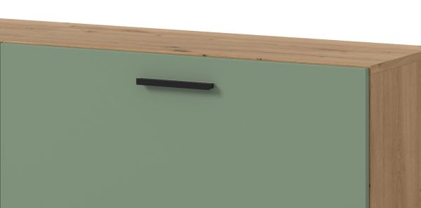 Sideboard Onawa in Gr�n und Artisan Eiche Stauraumschrank 277 cm, Soft-Close