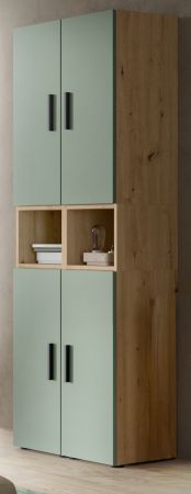 Stauraumschrank Onawa in Gr�n und Artisan Eiche Mehrzweckschrank 65 x 178 cm