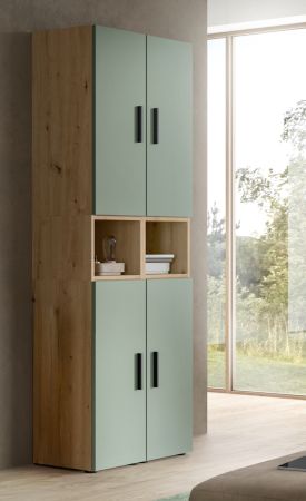 Stauraumschrank Onawa in Gr�n und Artisan Eiche Mehrzweckschrank 65 x 178 cm