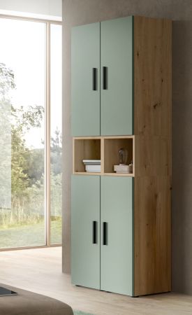 Stauraumschrank Onawa in Gr�n und Artisan Eiche Mehrzweckschrank 65 x 178 cm