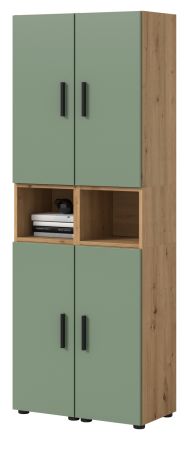 Stauraumschrank Onawa in Gr�n und Artisan Eiche Mehrzweckschrank 65 x 178 cm