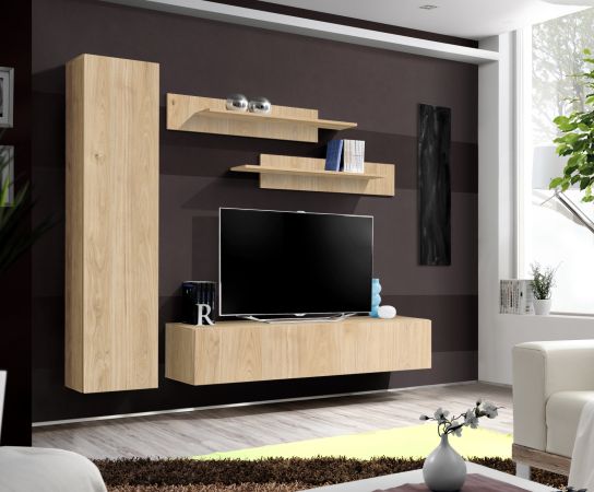 Wohnwand Option in Jackson Eiche Schrankwand 4-teilig h�ngend mit Push-To-Open, 210 x 170 cm