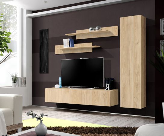 Wohnwand Option in Jackson Eiche Schrankwand 4-teilig h�ngend mit Push-To-Open, 210 x 170 cm
