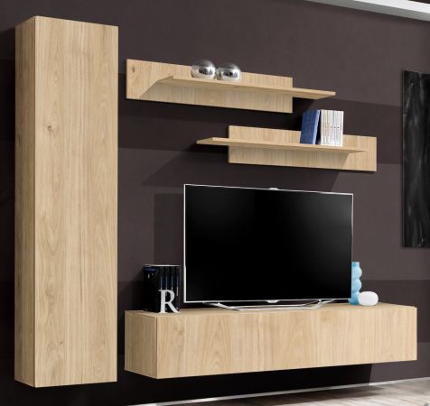 Wohnwand Option in Jackson Eiche Schrankwand 4-teilig h�ngend mit Push-To-Open, 210 x 170 cm