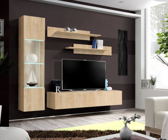 Wohnwand Option in Jackson Eiche Schrankwand 4-teilig h�ngend mit Push-To-Open, 210 x 170 cm