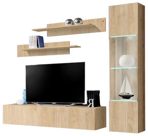 Wohnwand Option in Jackson Eiche Schrankwand 4-teilig h�ngend mit Push-To-Open, 210 x 170 cm