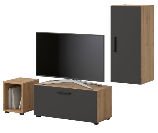 TV-Lowboard Onawa in Grau und Artisan Eiche TV Unterteil h�ngend / stehend 176 cm