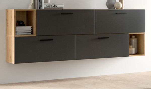Sideboard Onawa in Grau und Artisan Eiche Kommode h�ngend / stehend 176 cm, Soft-Close