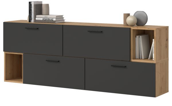 Sideboard Onawa in Grau und Artisan Eiche Kommode h�ngend / stehend 176 cm, Soft-Close