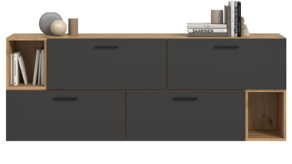 Sideboard Onawa in Grau und Artisan Eiche Kommode h�ngend / stehend 176 cm, Soft-Close