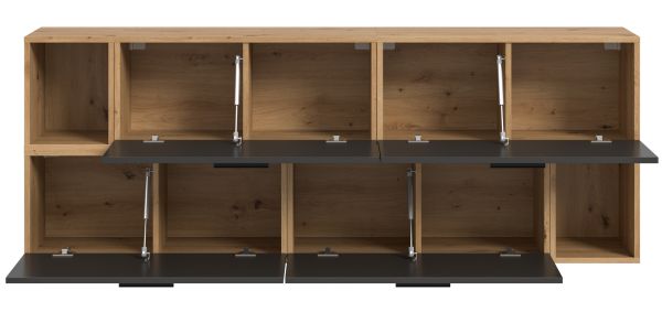 Sideboard Onawa in Grau und Artisan Eiche Kommode h�ngend / stehend 176 cm, Soft-Close