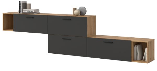 Sideboard Onawa in Grau und Artisan Eiche Stauraumschrank 277 cm, Soft-Close