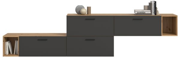 Sideboard Onawa in Grau und Artisan Eiche Stauraumschrank 277 cm, Soft-Close