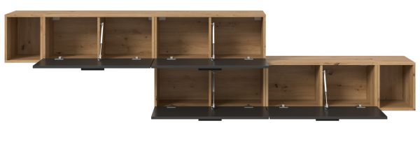 Sideboard Onawa in Grau und Artisan Eiche Stauraumschrank 277 cm, Soft-Close