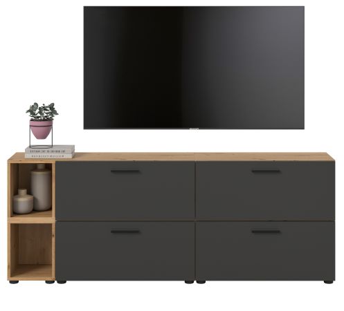 TV-Lowboard Onawa in Grau und Artisan Eiche TV-Unterteil h�ngend / stehend 176 cm, Soft-Close