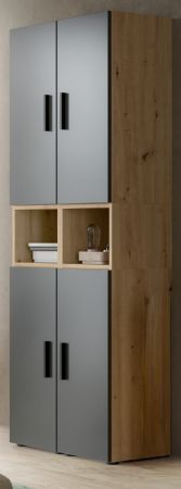 Stauraumschrank Onawa in Grau und Artisan Eiche Mehrzweckschrank 65 x 178 cm