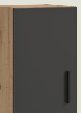 Stauraumschrank Onawa in Grau und Artisan Eiche Mehrzweckschrank 65 x 178 cm