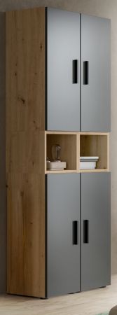 Stauraumschrank Onawa in Grau und Artisan Eiche Mehrzweckschrank 65 x 178 cm