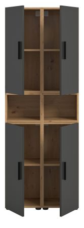 Stauraumschrank Onawa in Grau und Artisan Eiche Mehrzweckschrank 65 x 178 cm
