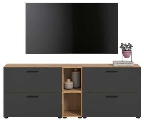 TV-Lowboard Onawa in Grau und Artisan Eiche TV-Unterteil h�ngend / stehend 176 cm, Soft-Close