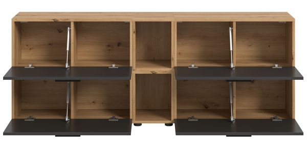 TV-Lowboard Onawa in Grau und Artisan Eiche TV-Unterteil h�ngend / stehend 176 cm, Soft-Close