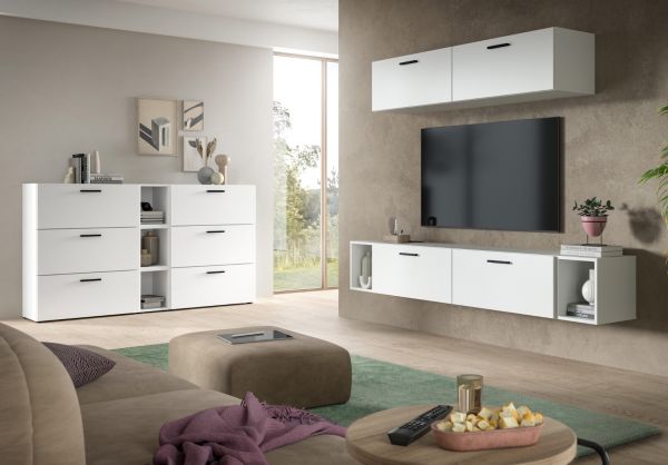 TV-Lowboard Onawa in wei� TV Unterteil h�ngend / stehend 176 cm