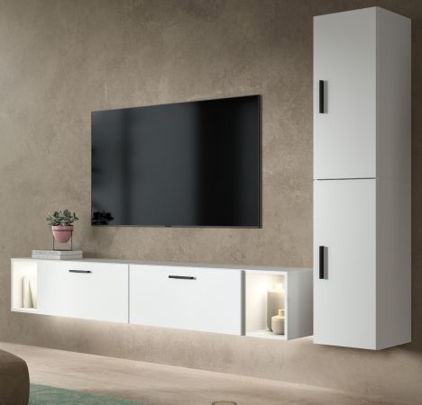Wohnwand Onawa in wei� Wohnkombination h�ngend / stehend 249 x 184 cm