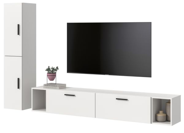 Wohnwand Onawa in wei� Wohnkombination h�ngend / stehend 249 x 184 cm