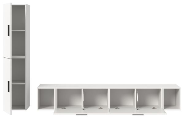 Wohnwand Onawa in wei� Wohnkombination h�ngend / stehend 249 x 184 cm