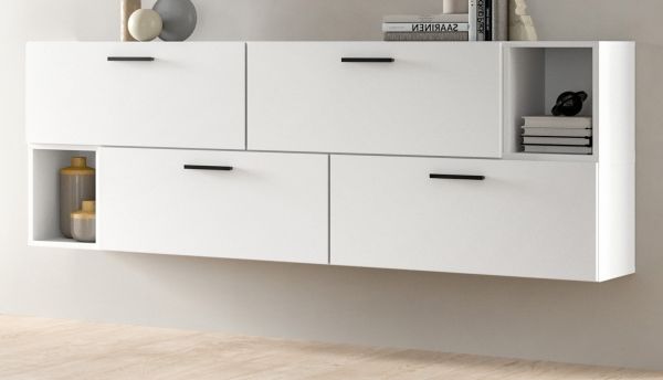 Sideboard Onawa in wei� Kommode h�ngend / stehend 176 cm, Soft-Close