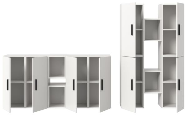 Wohnwand Onawa in wei� Wohnkombination h�ngend / stehend 259 x 184 cm